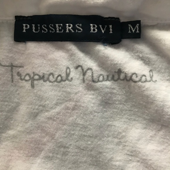 Cotton Polo Top w/Green /Brown Palm Trees Pussers British Virgin Islands Medium - Picture 2 of 9